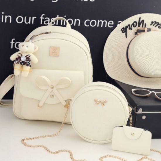 European Style Backpack With Handbag-Cream