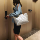 New Rhombic Chain Straps Patchwork Women Hand Bag - White