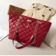 New Rhombic Chain Straps Patchwork Women Hand Bag - Red