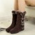 Brown Stylish Mid Calf Suede Boots with Fuzzy Trim and Adorable Details