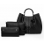 New Style Solid Tassel Hanging PU Leather Handbags Set - Black