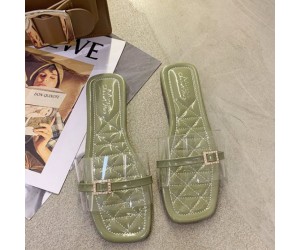 New Transparent Flat Bow Women Slippers - Black