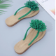 New Comfartable Flower Beach Flat Slippers - Green