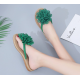 New Comfartable Flower Beach Flat Slippers - Green