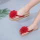 New Comfartable Flower Beach Flat Slippers - Red