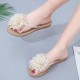 New Comfartable Flower Beach Flat Slippers - White