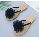New Comfartable Flower Beach Flat Slippers - Black