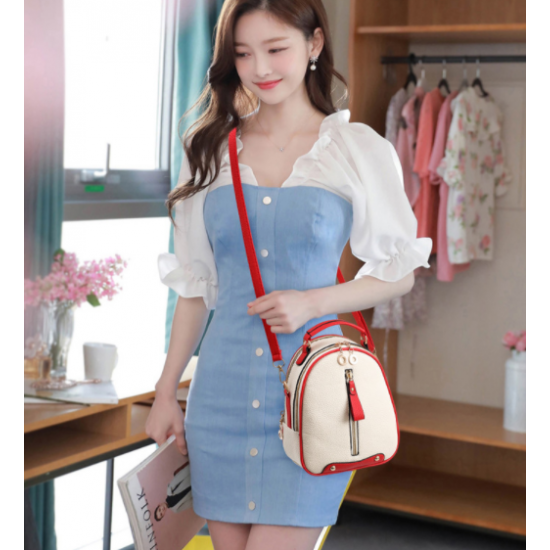 New Korean version Girl Student Backpack-Cream