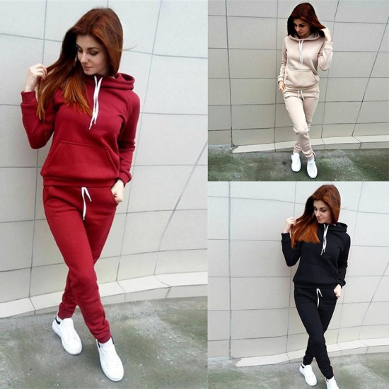 Trending Hoodie Style Sport Wear Two Piece TrackSuit - Cream | image