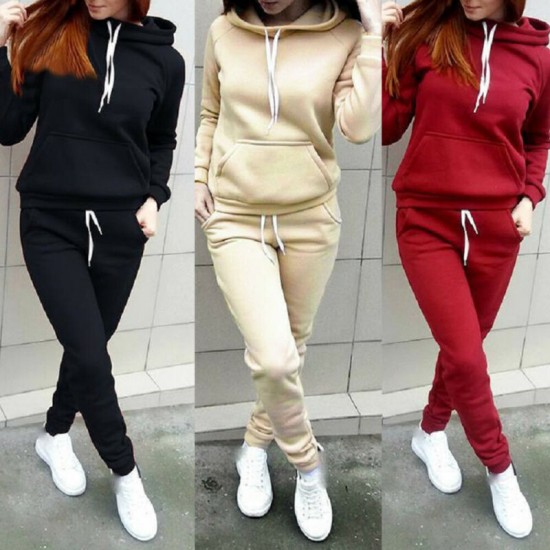 Trending Hoodie Style Sport Wear Two Piece TrackSuit - Cream | image