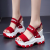 Thick Bottom Back Strapped Heels Wedge Sandals -Red