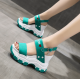 Thick Bottom Back Strapped Heels Wedge Sandals -GREEN image