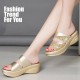 Roman Style Slip On Golden Color Sandals image