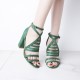 Cross Straps Buckle High Heels Party Sandals - Green image