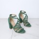 Cross Straps Buckle High Heels Party Sandals - Green image