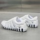 Sleek White Athletic Sneakers with Classic White Stripes image