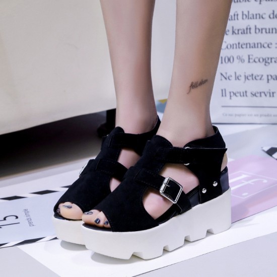 New Fashion Peep Toe Flat Shoes For Women Casual Platform Sandals Comfort  Designer Height Increase Beach Shoes 2023 - Women's Sandals - AliExpress