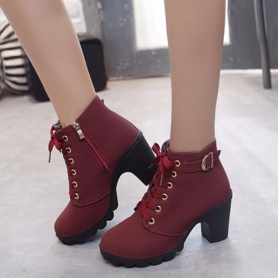 Thick High Heels Ladies Casual Boots image