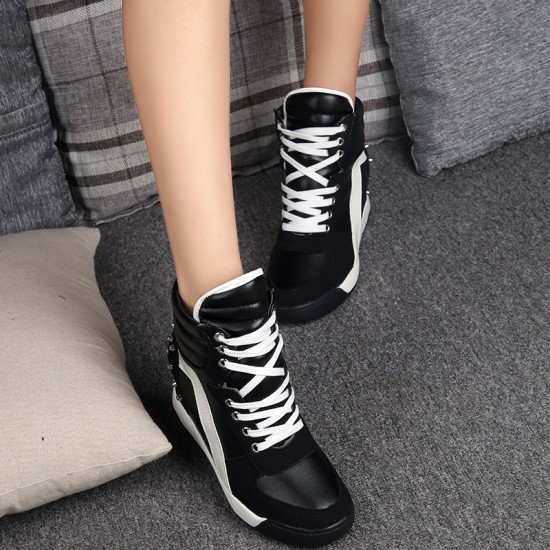 New Fashion Black Wedge Sneakers image