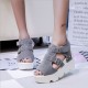 High Heel Flip Flop Grey Casual Wedge Sandals image