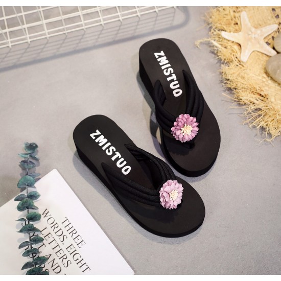 Thick Bottom Floral Pink Slippers image