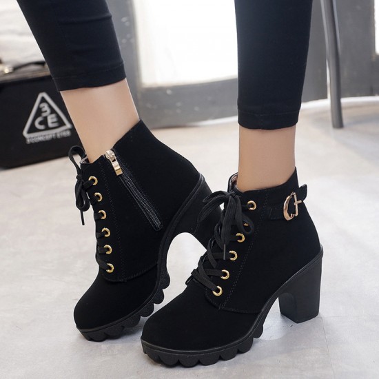 Buy Thick High Heels Ladies Casual Boots | Look Stylish 