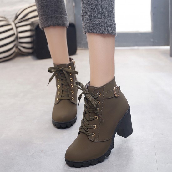 Thick High Heels Ladies Casual Boots image