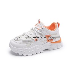 High Top Laces Up Orange Women Sneakers