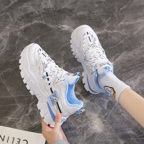 High Top Laces Up Women Blue Sneakers | image