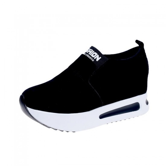 Black Casual Slip On Thick Platform Ladies Shoes image