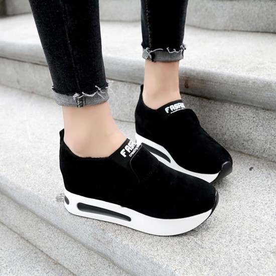Black Casual Slip On Thick Platform Ladies Shoes image