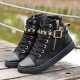 Black Side Zipper Breathable Casual Sneakers image