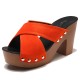 Block Studded High Heels Orange Sandals image