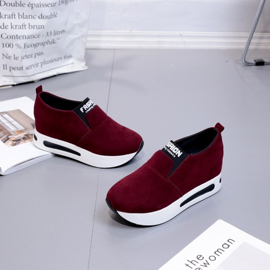Red Casual Slip On Thick Platform Ladies Shoes image