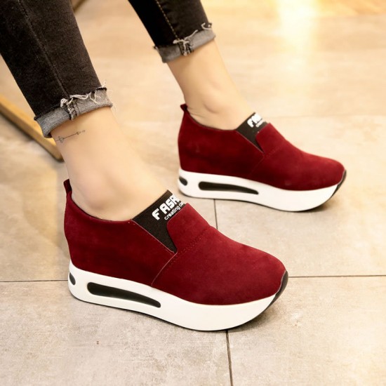 Red Casual Slip On Thick Platform Ladies Shoes image