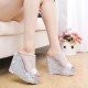 Silver Retro Ethnic High Heels Wedge Sandals image
