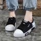Round Toe Canvas Black Casual Sneakers image