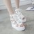 Floral Design High Heels White Wedge Sandals