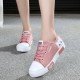 Round Toe Canvas Pink Casual Sneakers image