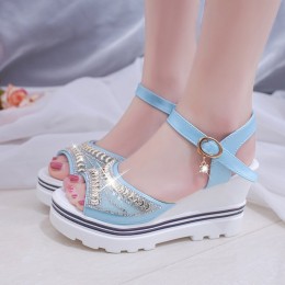 New Fish Mouth buckle Blue Ladies Sandals