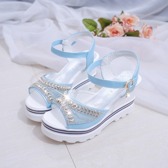 New Fish Mouth buckle Blue Ladies Sandals image