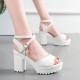 White Open Toe Chunky High Heels Sandals image