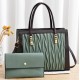 Luxury Diamond Texture Lattice Two Piece Handbag Set-Green image