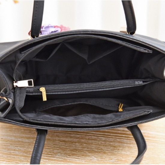 Luxury Diamond Texture Lattice Two Piece Handbag Set-Black image
