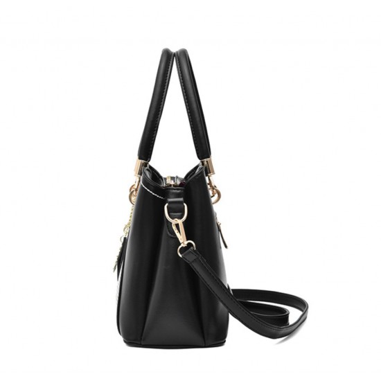 Pure Leather Women Exclusive Design Handbag-Black