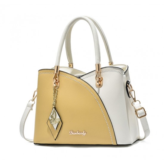 Pure Leather Women Exclusive Design Handbag-Yellow image