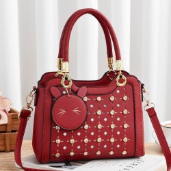 Pure Leather Women Stereotypes Handbag-Red