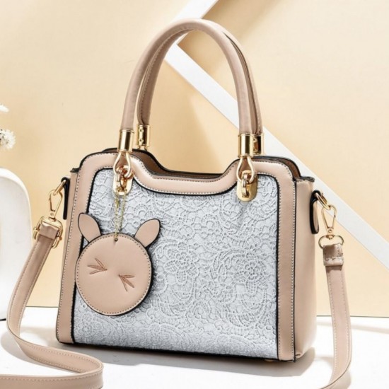 Pure Leather Women Fashionable Shuolderbag-Cream image