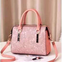 Latest Style Pure Leather Women Shuolderbag-Pink