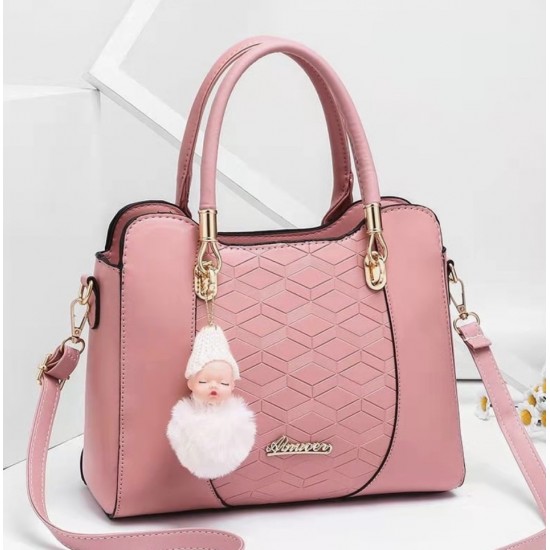 Trending Style Leather Shoulder Handbag-Pink image